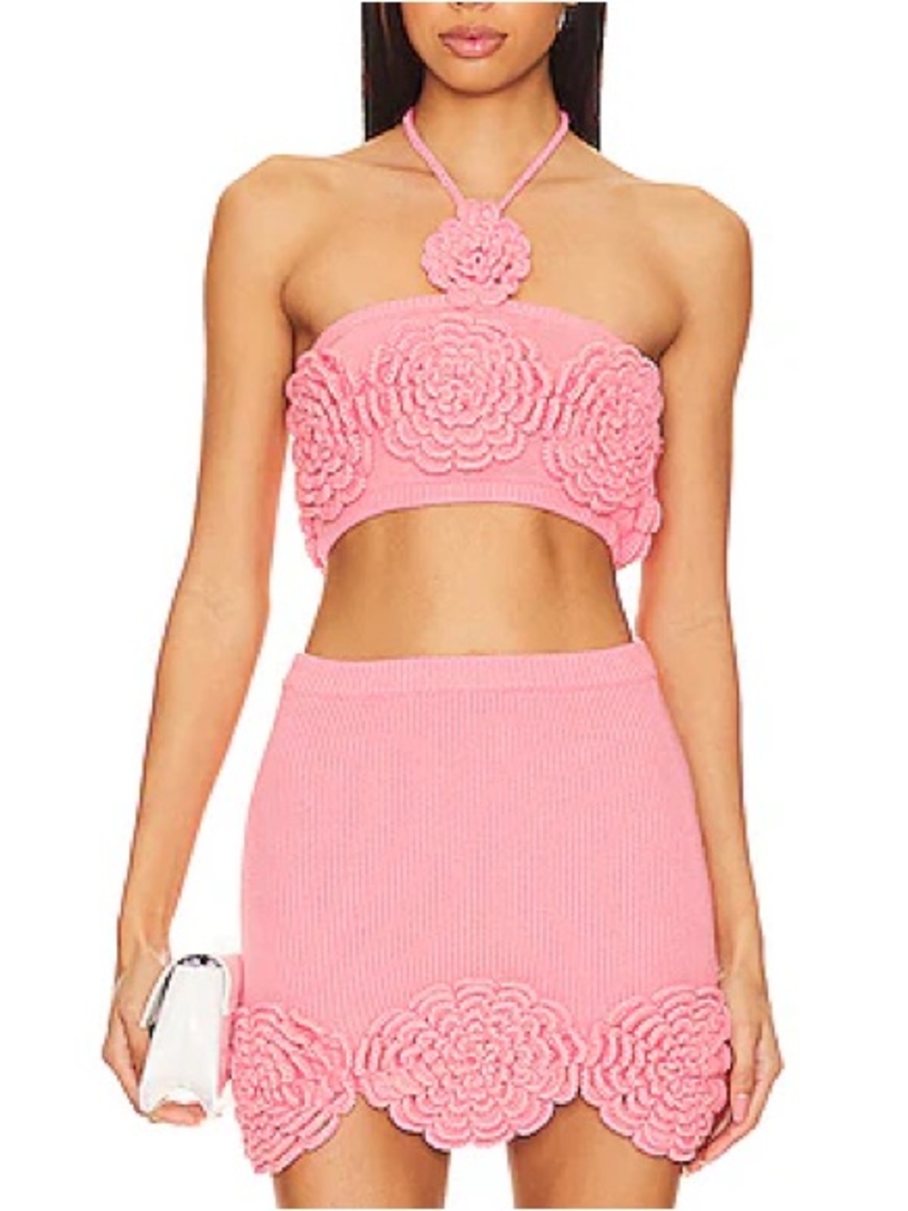 Lovers Friends Ashby Crochet Skirt Top set in pink size S_NWT